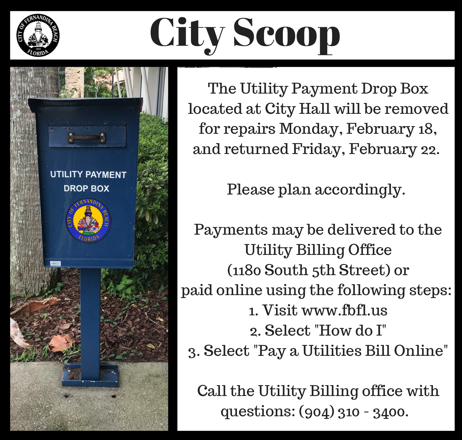 Pay A The Utility Payment Drop Box Bill Online In Fernandina Beach