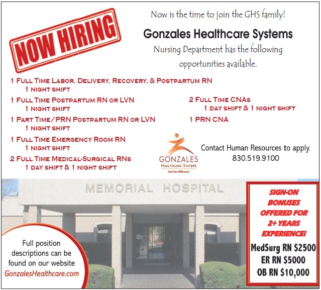 Full Time Vacancy Available For Medical Surgical Rns In Gonzales