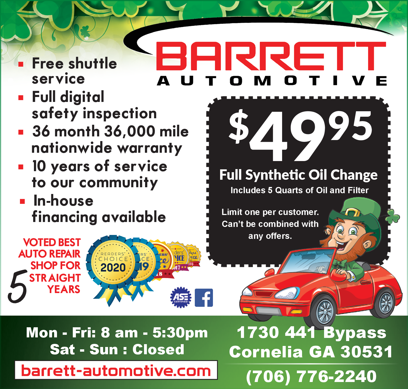 free shuttle service in cornelia ga auto repair barrett automotive and tire mercolocal