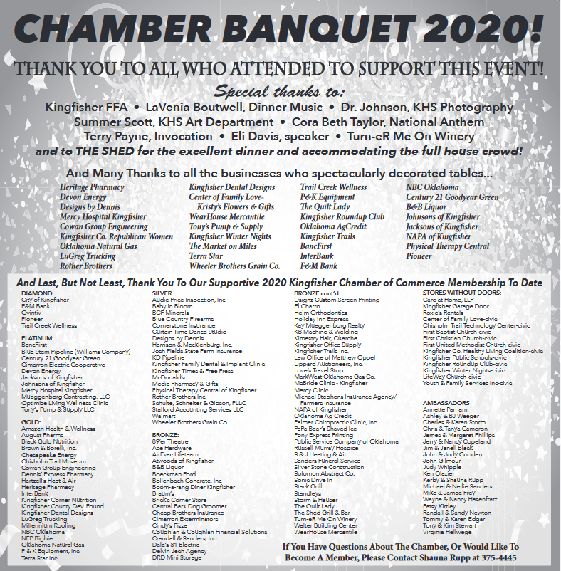 Chamber Banquet In Kingfisher Ok Chambers Kingfisher