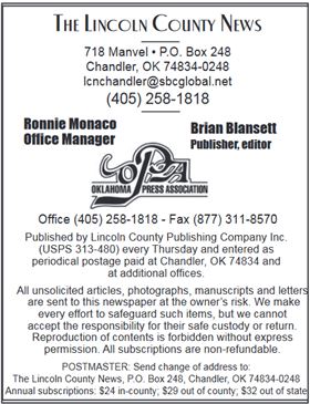 The Lincoln County News Chandler Oklahoma Ok