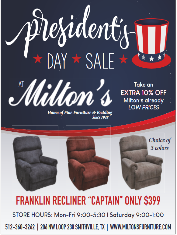President S Day Sale In Smithville Tx Furniture Milton S Furniture