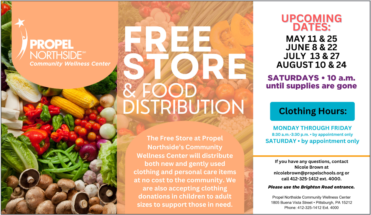 Free Store & Food Distribution in Pittsburgh, PA, Medical Care - Propel  Northside Community Wellness Center