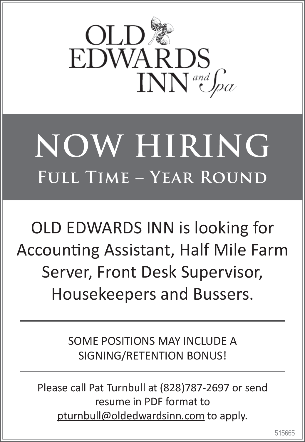 Needed Front Desk Supervisor In Highlands Nc Spa Old Edwards